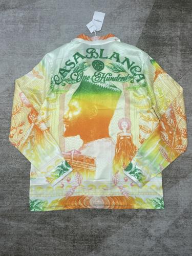 1:1 quality version Silk Vintage Style Portrait Letter Print Long Sleeve Shirt