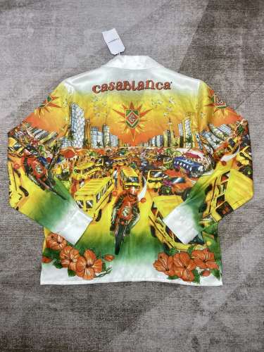 1:1 quality version City Traffic Scene Silk Long Sleeve Shirt