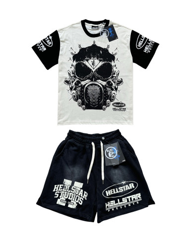 Sleeve Colorblocking Biochemistry Printed Tee & Shorts Set