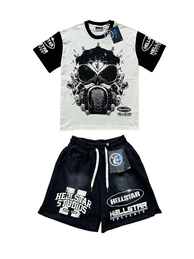 Sleeve Colorblocking Biochemistry Printed Tee & Shorts Set