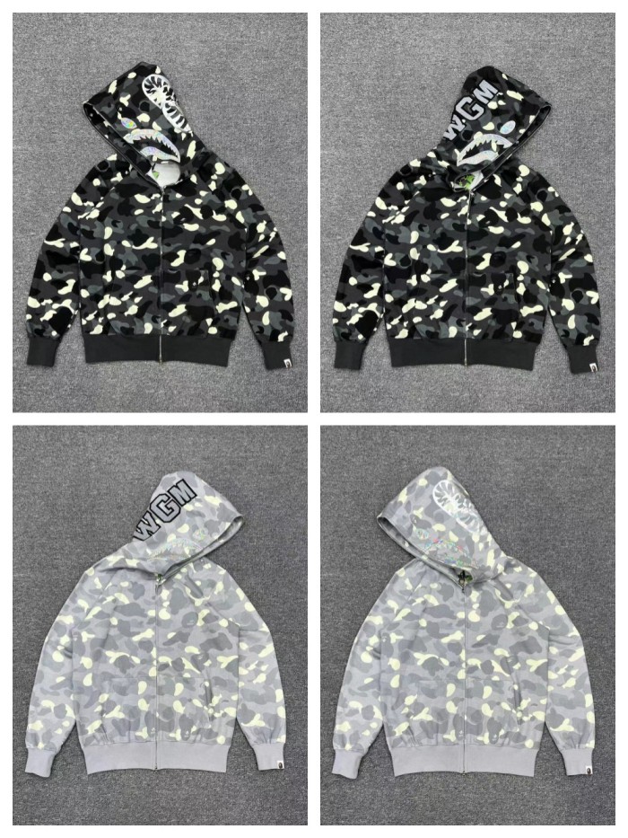  1:1 quality version Luminous Camouflage Laser Zip Hoodie 2 colors