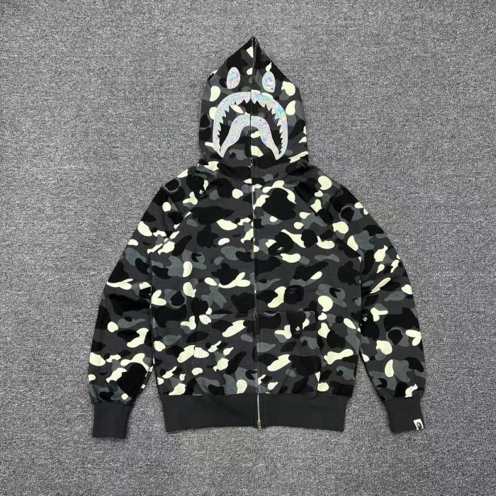  1:1 quality version Luminous Camouflage Laser Zip Hoodie 2 colors
