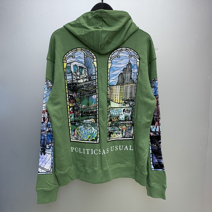 Architectural Urban Illustration Letter Print Hoodie 2 colors