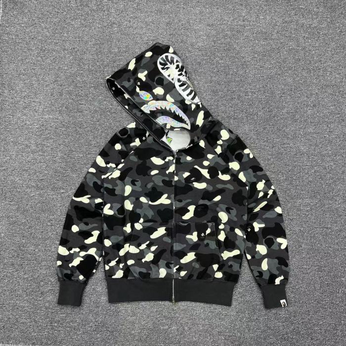  1:1 quality version Luminous Camouflage Laser Zip Hoodie 2 colors