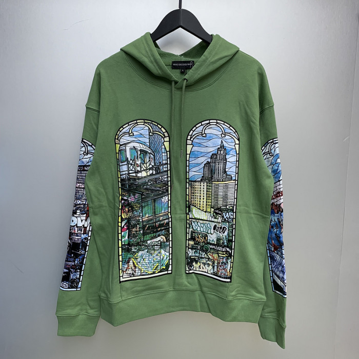 Architectural Urban Illustration Letter Print Hoodie 2 colors