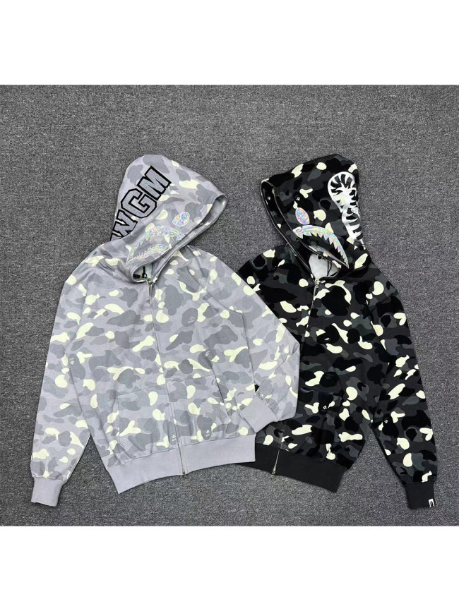  1:1 quality version Luminous Camouflage Laser Zip Hoodie 2 colors
