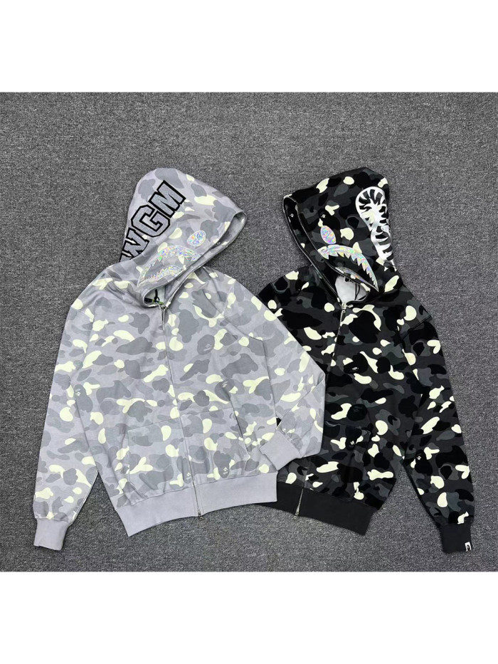  1:1 quality version Luminous Camouflage Laser Zip Hoodie 2 colors