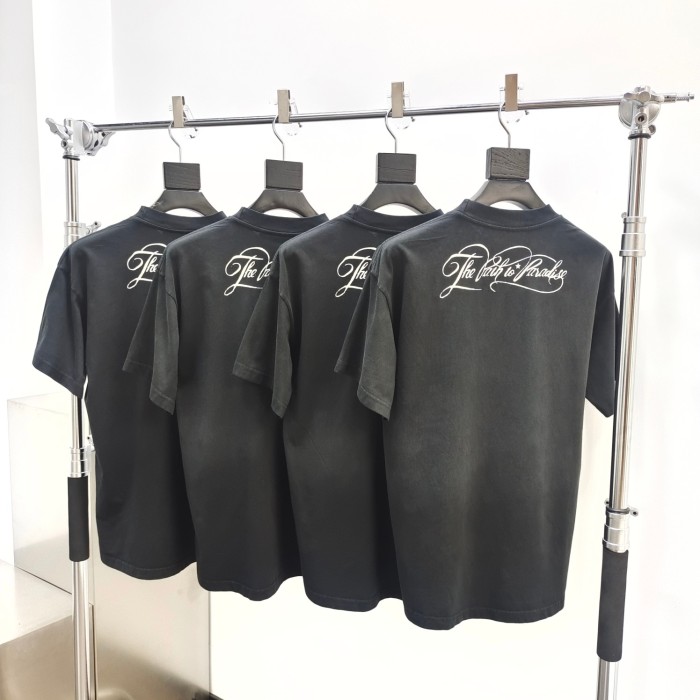 [Big & Tall for weights up to 260 lbs]1:1 quality version Chest small logo back lettering print Tee with NFC tag