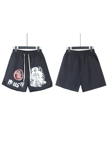 Skull Creative Letter Print Woven Shorts