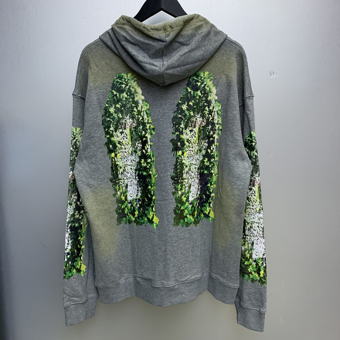 Green Vine Rendered Printed Aged Washed Version Hoodie