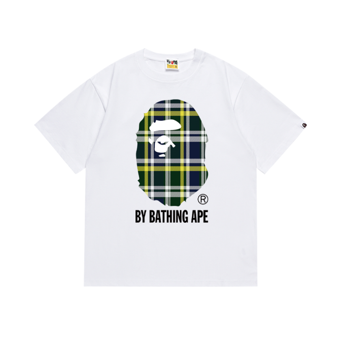 Plaid Big Ape Head Letter Print Tee 4 colors
