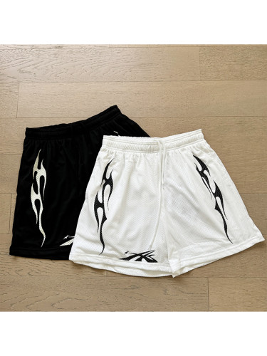 Mesh Flame Print Beach Shorts