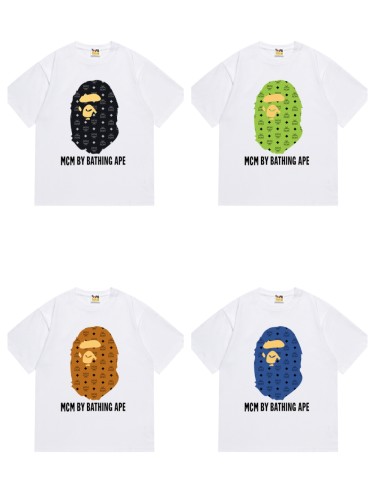 MCM Co-Branded Diamond Block Pattern Ape Head Tee 4 colors