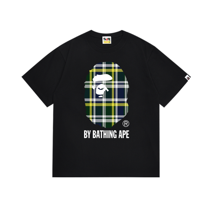 Plaid Big Ape Head Letter Print Tee 4 colors