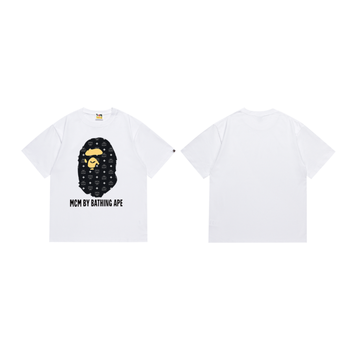 MCM Co-Branded Diamond Block Pattern Ape Head Tee 4 colors