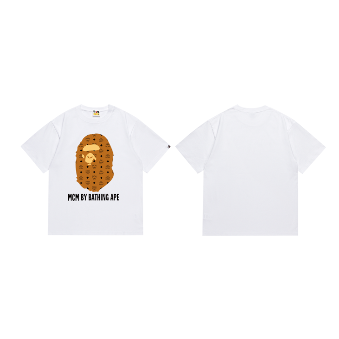 MCM Co-Branded Diamond Block Pattern Ape Head Tee 4 colors