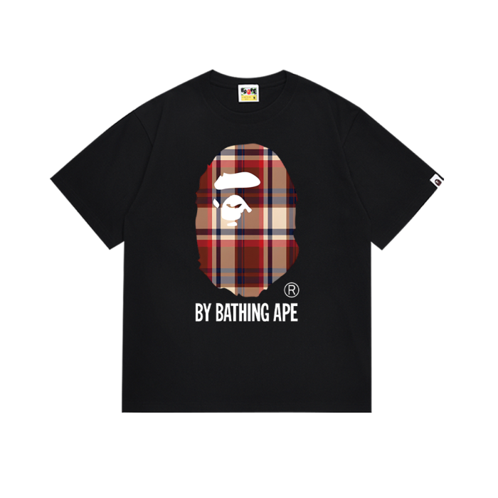 Plaid Big Ape Head Letter Print Tee 4 colors