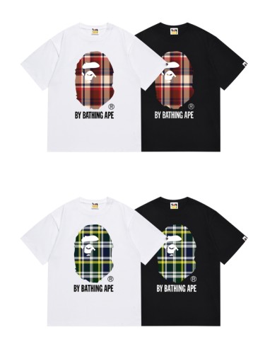 Plaid Big Ape Head Letter Print Tee 4 colors