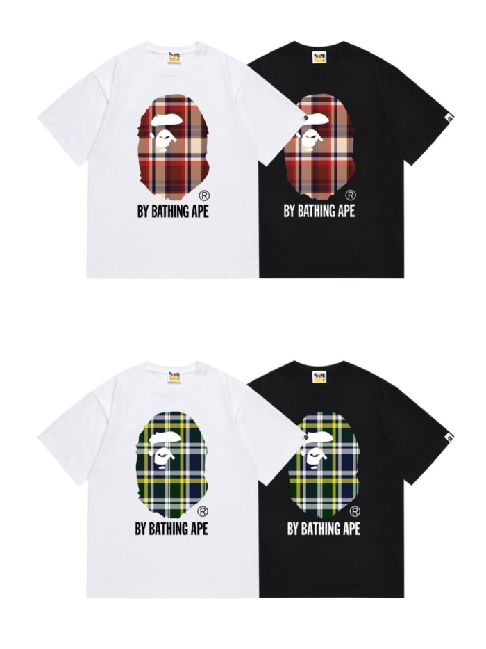 Plaid Big Ape Head Letter Print Tee 4 colors