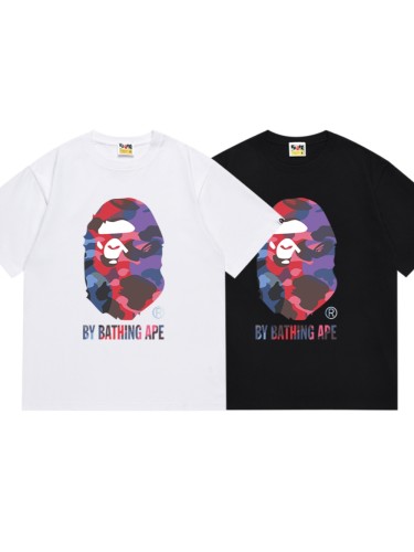 Gradient Camouflage Big Ape Head Letter Print Tee 2 colors