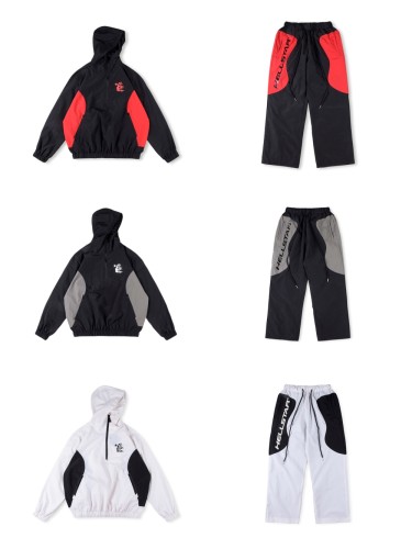 1:1 quality version Wave Splicing Clashing Logo Print Sports Zipper  hoodie & pants set 3 colors