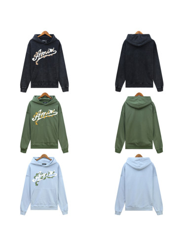 Vine Wrap Letter Embroidered Washed Version Hoodie 3 colors