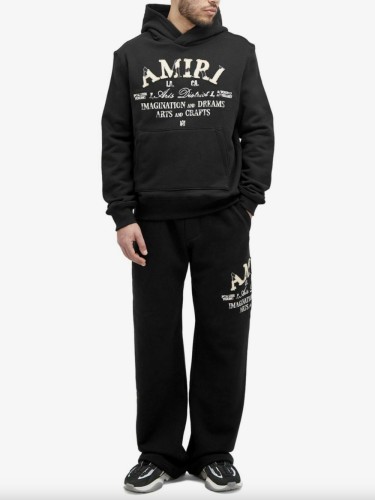 Applique destruct monogram embroidered hoodie & pants set