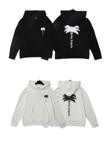 Front and Back Coconut Tree Vertical Letter Print Hoodie 2 colors
