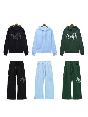 Leather monogrammed hoodie & pants set 3 colors