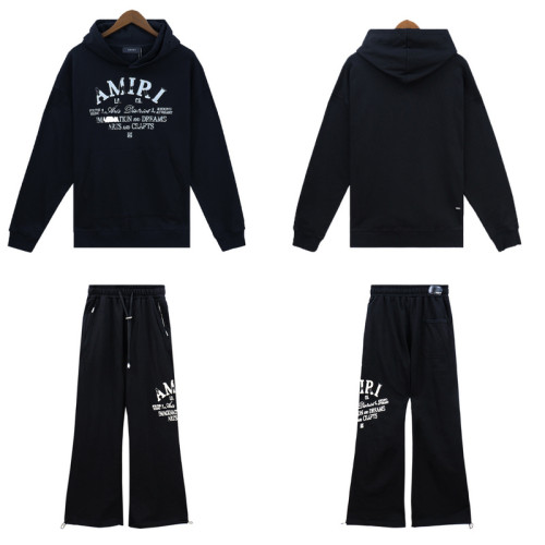 Applique destruct monogram embroidered hoodie & pants set