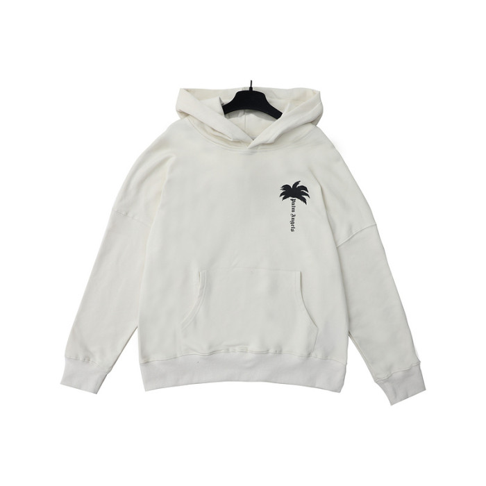 Front and Back Coconut Tree Vertical Letter Print Hoodie 2 colors