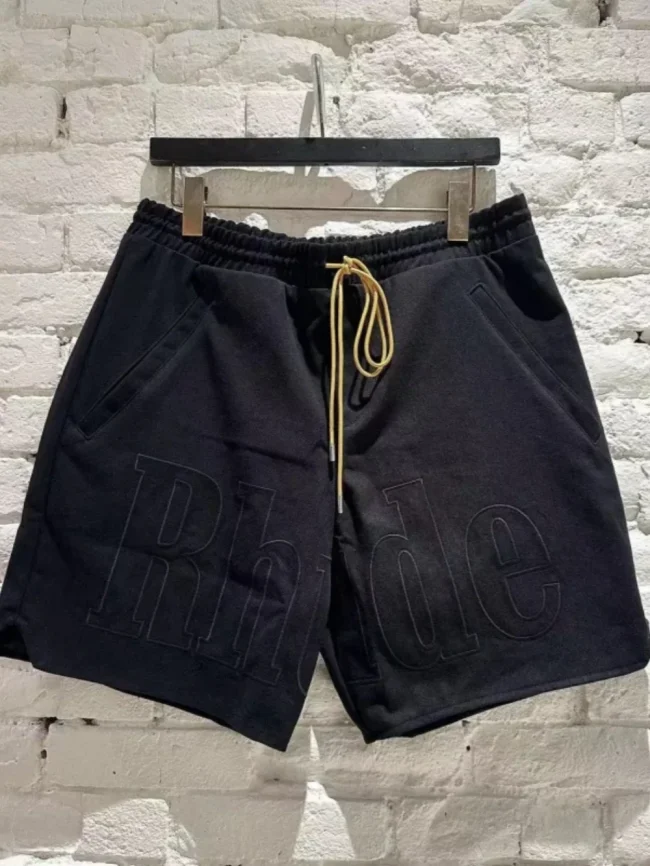 [Buy More Save More]Summer letter logo embroidered drawstring shorts black