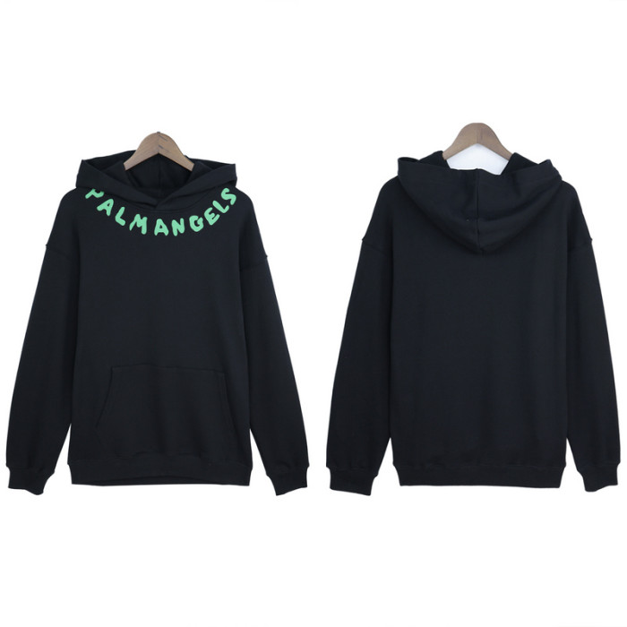 neckline cartoon letters print hoodie 2 colors