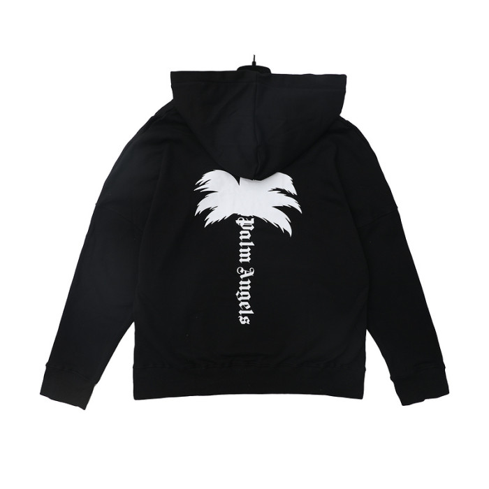 Front and Back Coconut Tree Vertical Letter Print Hoodie 2 colors