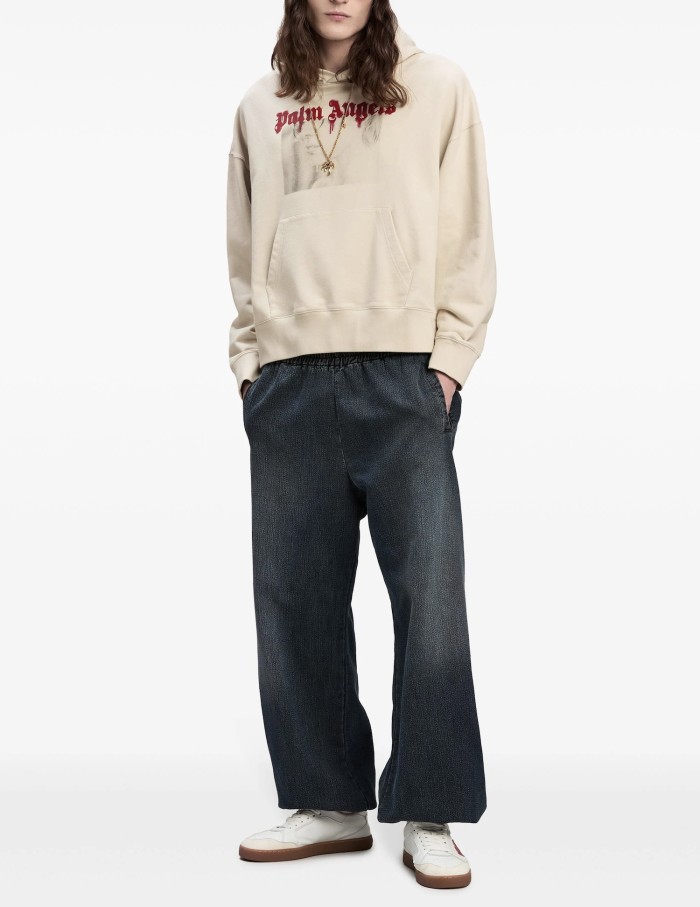 Portrait Wings Flow Paint Letter Print Hoodie