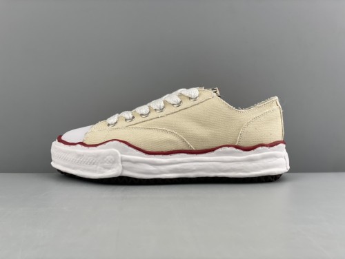 1:1 quality version Beige Red Trimmed Canvas Shoes