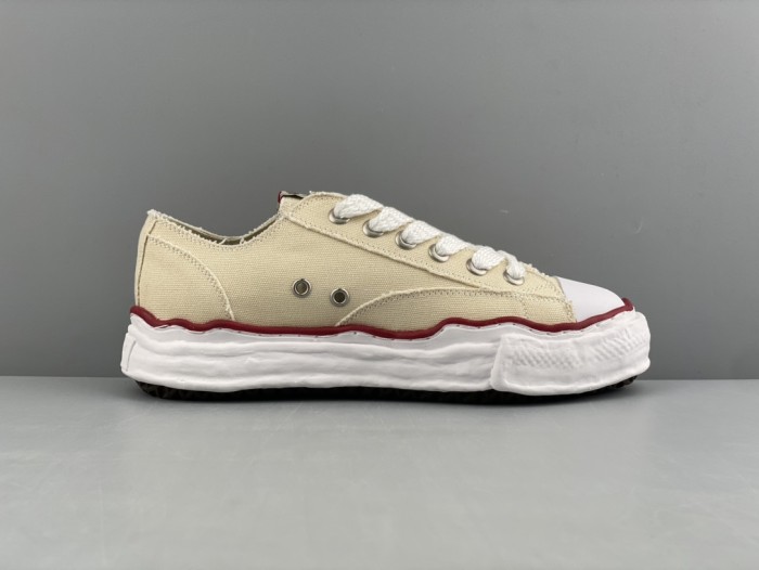 1:1 quality version Beige Red Trimmed Canvas Shoes