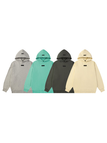 Side Pocket Hood and neckline small label solid color hoodie 4 colors