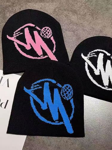 Personalised monogrammed globe jacquard knit beanie 6 colors