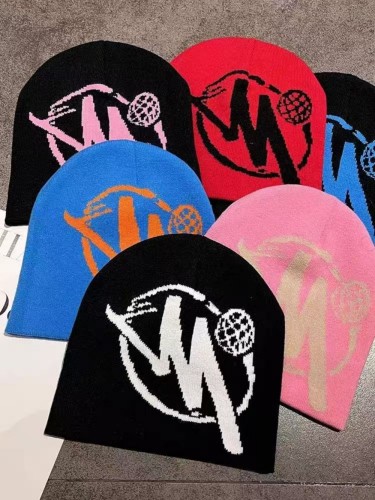 Personalised monogrammed globe jacquard knit beanie 6 colors