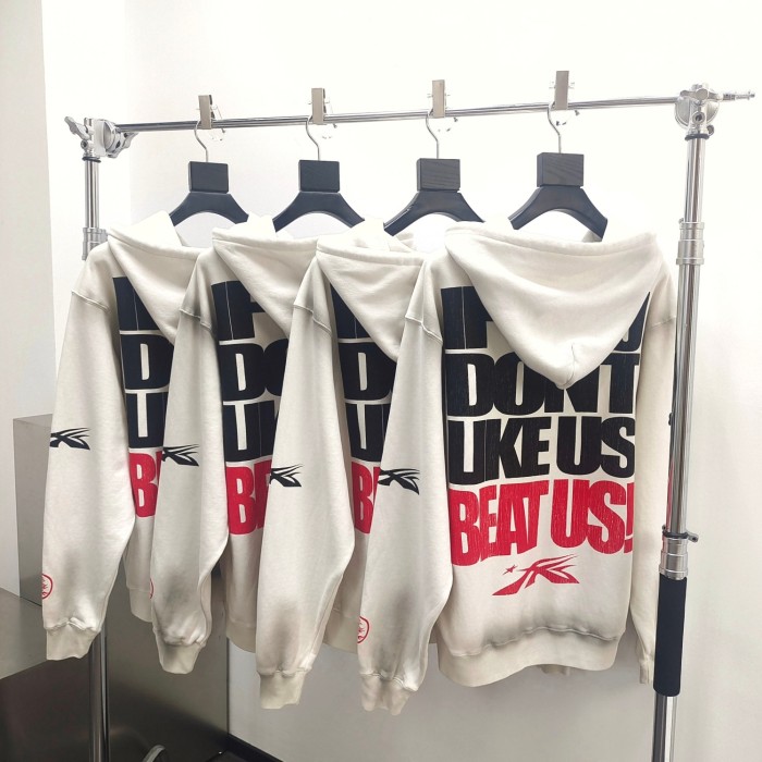 [Big & Tall for weights up to 260 lbs]1:1 quality version Beige Skull Slogan Logo Hoodie & Sweatpants Set with NFC tag