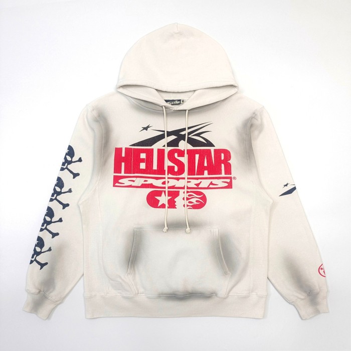 [Big & Tall for weights up to 260 lbs]1:1 quality version Beige Skull Slogan Logo Hoodie & Sweatpants Set with NFC tag