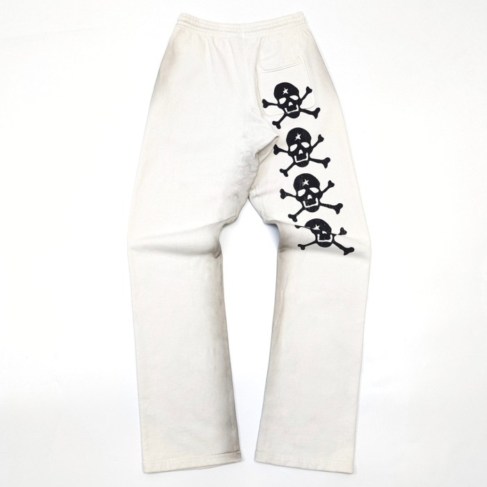 [Big & Tall for weights up to 260 lbs]1:1 quality version Beige Skull Slogan Logo Hoodie & Sweatpants Set with NFC tag