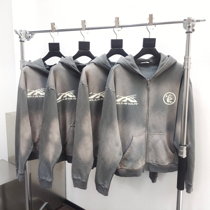 [Big & Tall for weights up to 260 lbs]1:1 quality version Gray spray zipper Hoodie & Pants Set with NFC tag