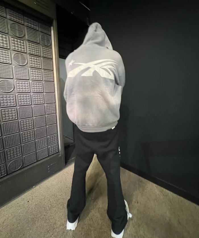 [Big & Tall for weights up to 260 lbs]1:1 quality version Gray spray zipper Hoodie & Pants Set with NFC tag