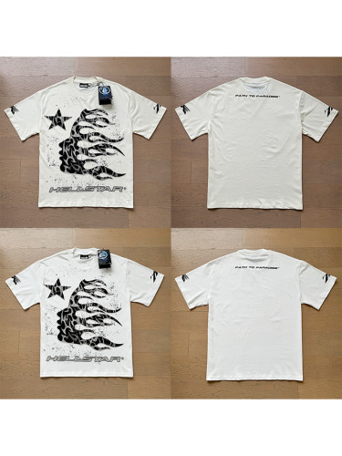 Floral Side Face Goddess Ink Dot Letter Print Tee 2 colors