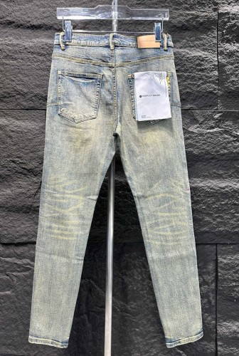1:1 quality version Vintage yellow and blue graffiti inked jeans