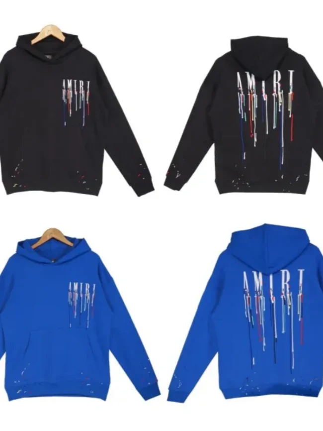 [buy more save more] Embroidery dripping letter hoodie black blue-