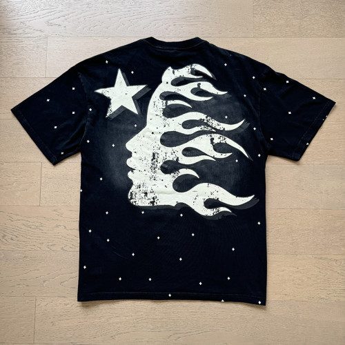 Full Star Logo Print Washed Black Tee
