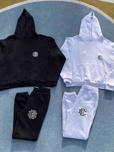 1:1 quality version Basic Solid Color Big Logo Print Hoodie & Pants Set 2 colors